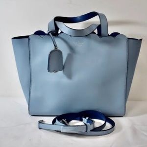 Kate Spade Blue Leather Hand bag Tote Size Large On Sale